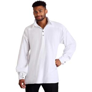 Fun Costumes Men’s White Renaissance Shirt – Cotton Broadcloth with Button Cuffs & Billowy Sleeves