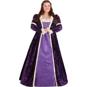 Plus Size Regal Maiden Costume for Women, Purple Royal Dress for Renaissance Dress-Up, Cosplay & Halloween