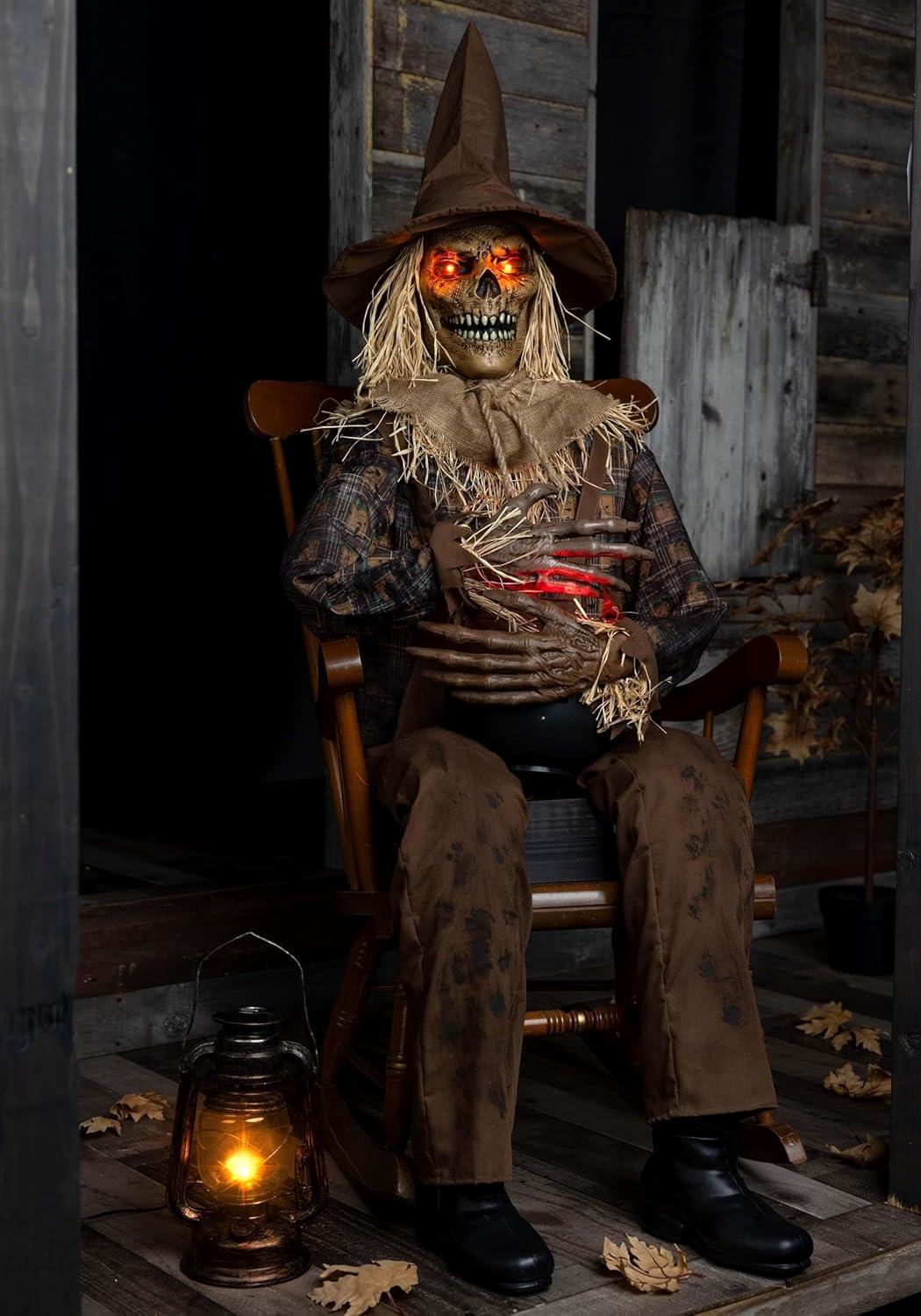 imageFun Costumes 48FT Swiping Scully Seated Scarecrow Animatronic  Animated Halloween Decoration with Lights Sound Candy Bowl and Motion Sensor