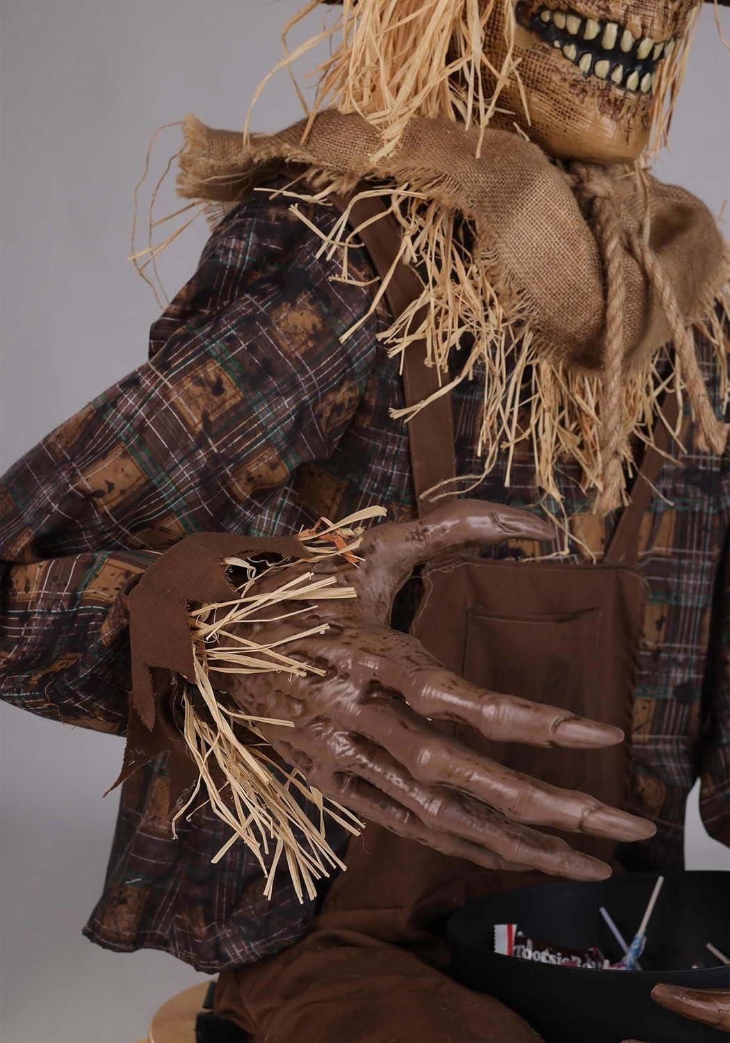 imageFun Costumes 48FT Swiping Scully Seated Scarecrow Animatronic  Animated Halloween Decoration with Lights Sound Candy Bowl and Motion Sensor