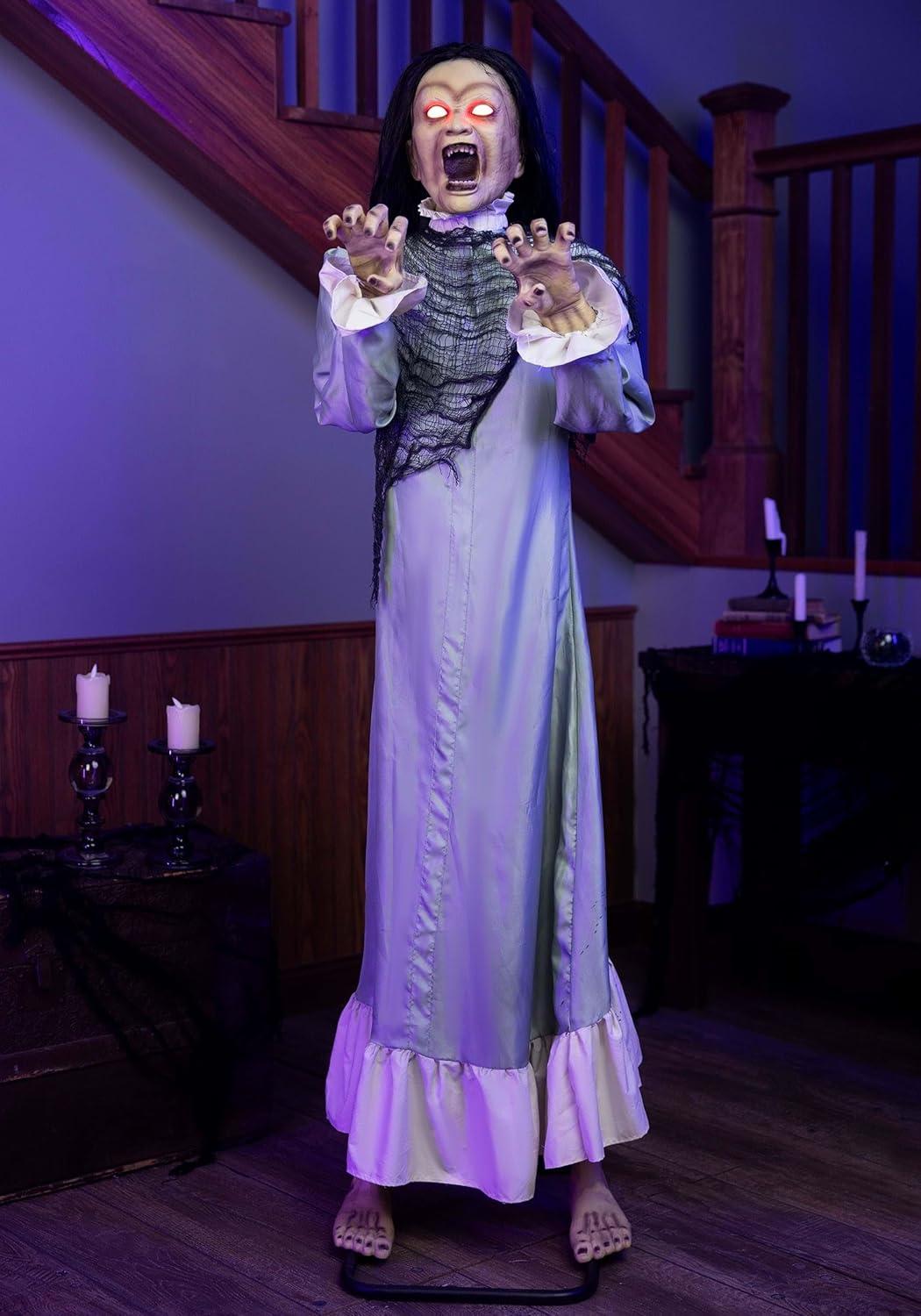 imageFun Costumes 55FT Exorcism Emily Broken Girl Animatronic  Life Size Possessed Animated Decoration with Lights Sounds and Bending Movement