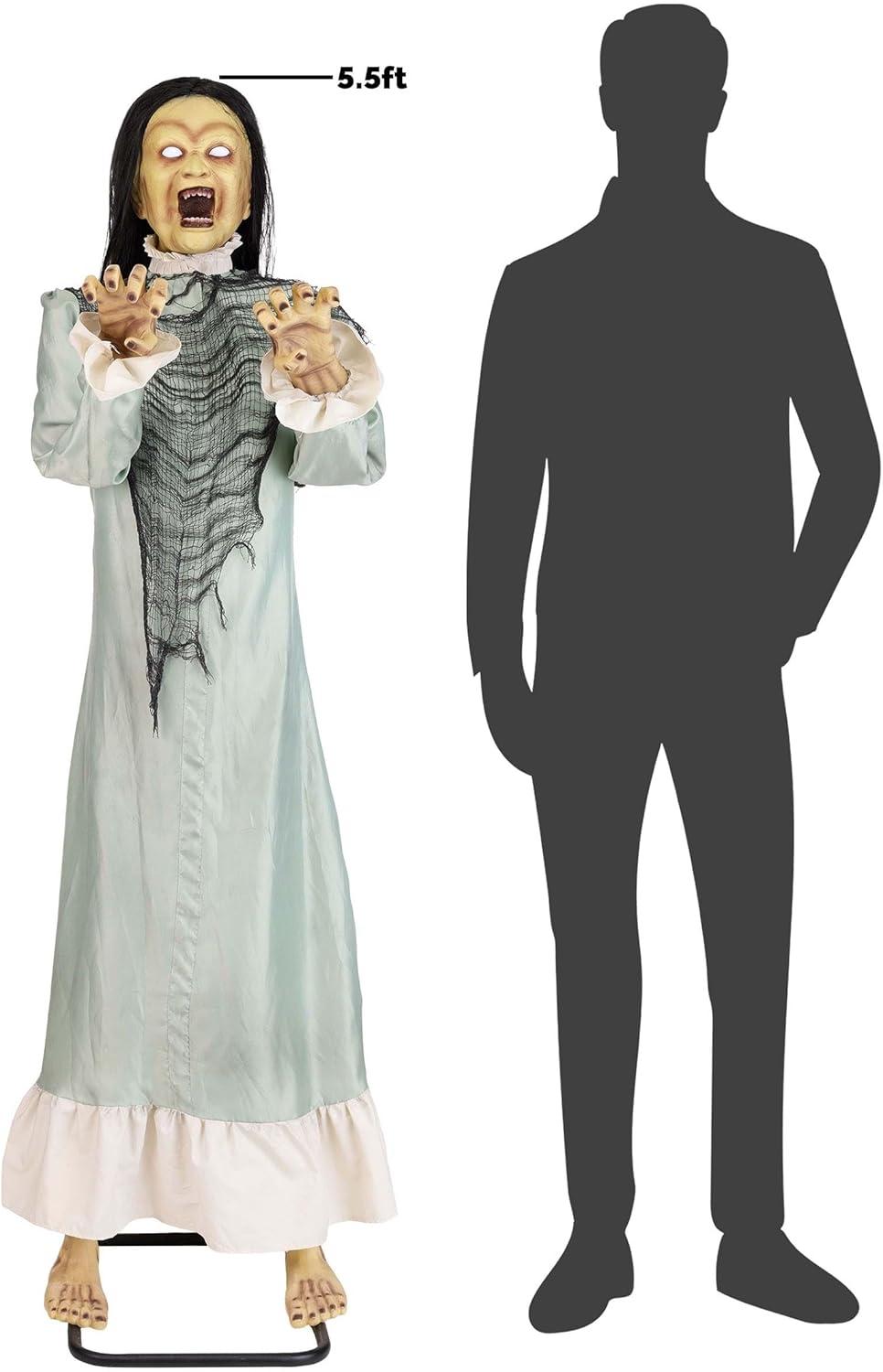 imageFun Costumes 55FT Exorcism Emily Broken Girl Animatronic  Life Size Possessed Animated Decoration with Lights Sounds and Bending Movement