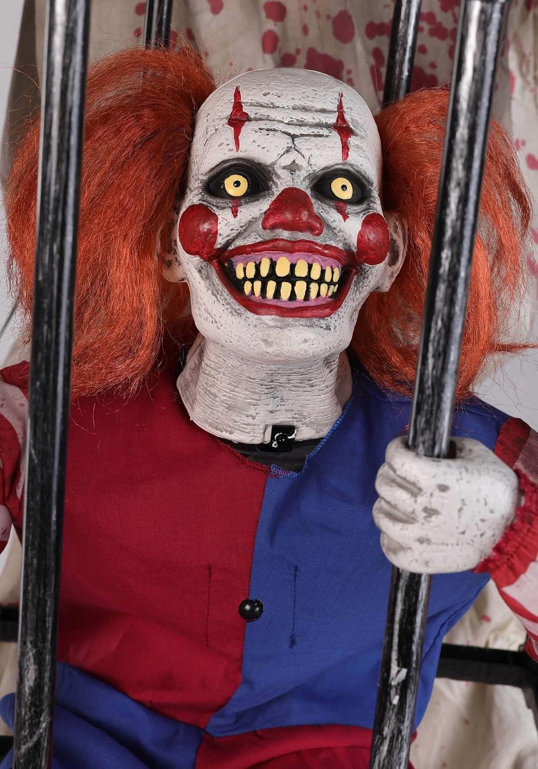 imageFun Costumes Cagey The Clown Animatronic Halloween Decoration for Haunted House Scary Porch Decor  Lights Up and Moves