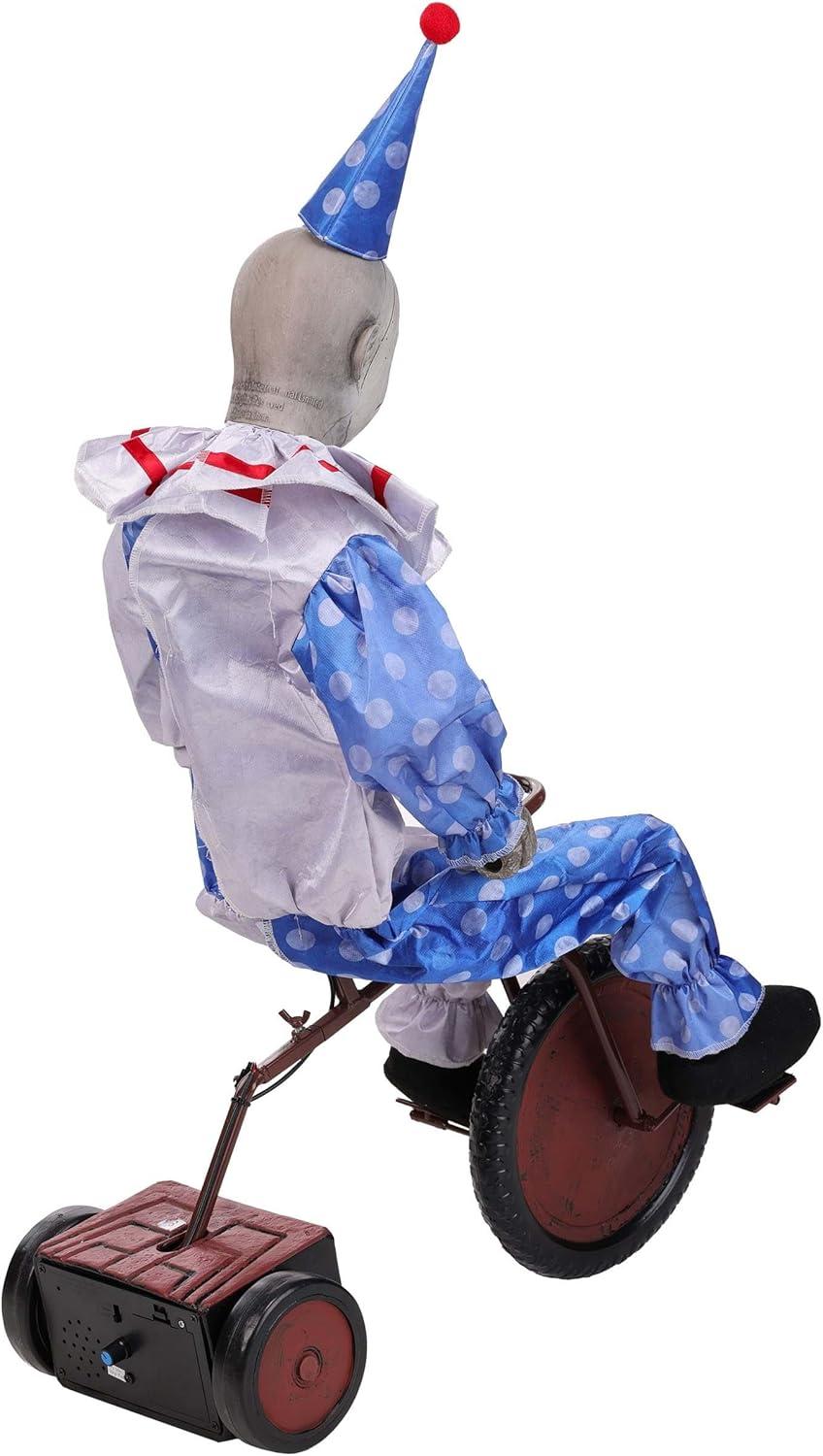 imageFun Costumes Tricycle Doll Clown Animatronic Halloween Decoration Creepy Boy on Bike with Lights and Music Indoor Outdoor