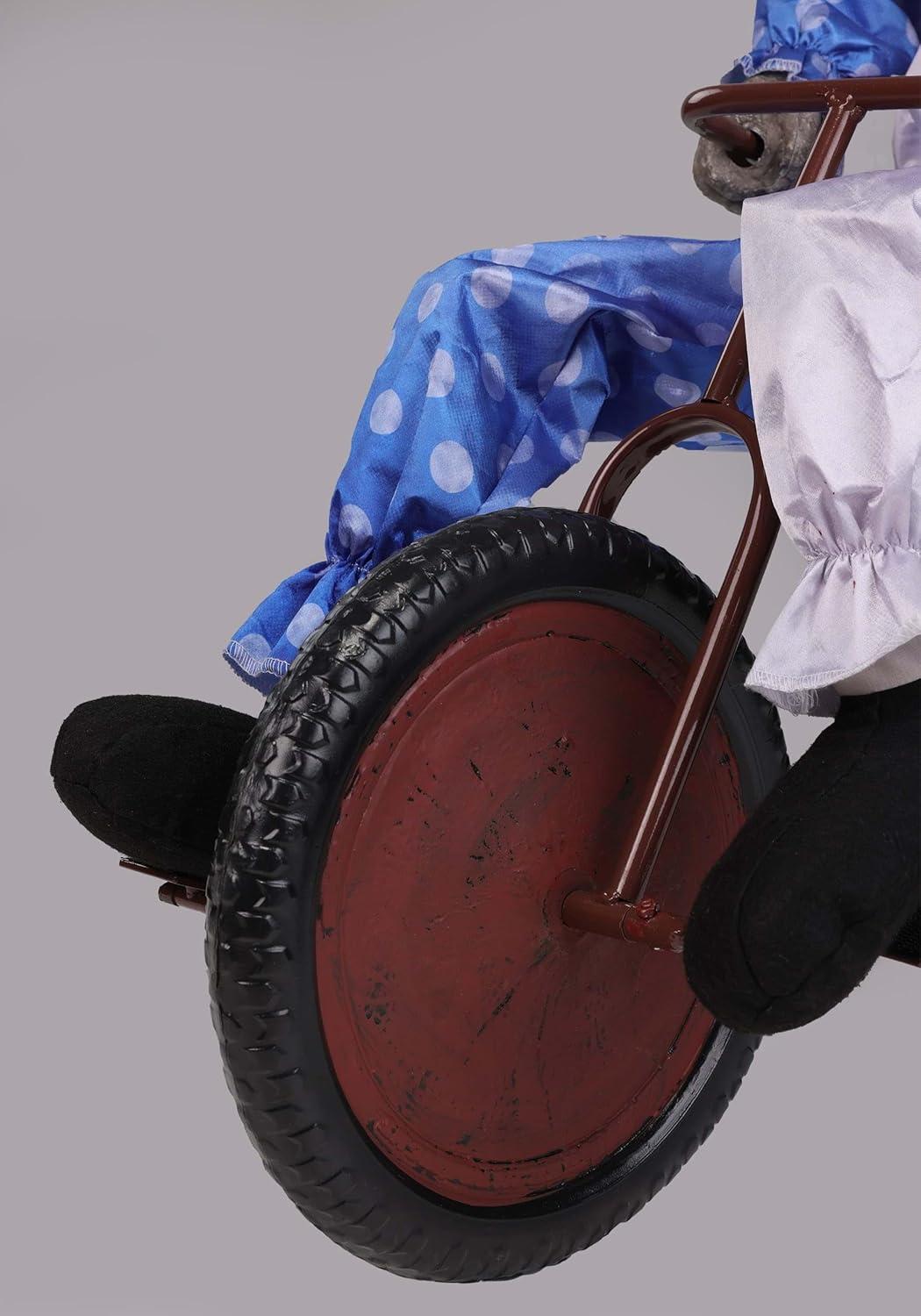 imageFun Costumes Tricycle Doll Clown Animatronic Halloween Decoration Creepy Boy on Bike with Lights and Music Indoor Outdoor