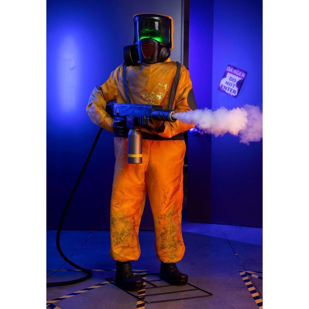 imageFun Costumes Alien Clean Up Animatronic  Animated Hazmat Halloween Decoration with Lights Sound Motion Sensor and Fog Capability