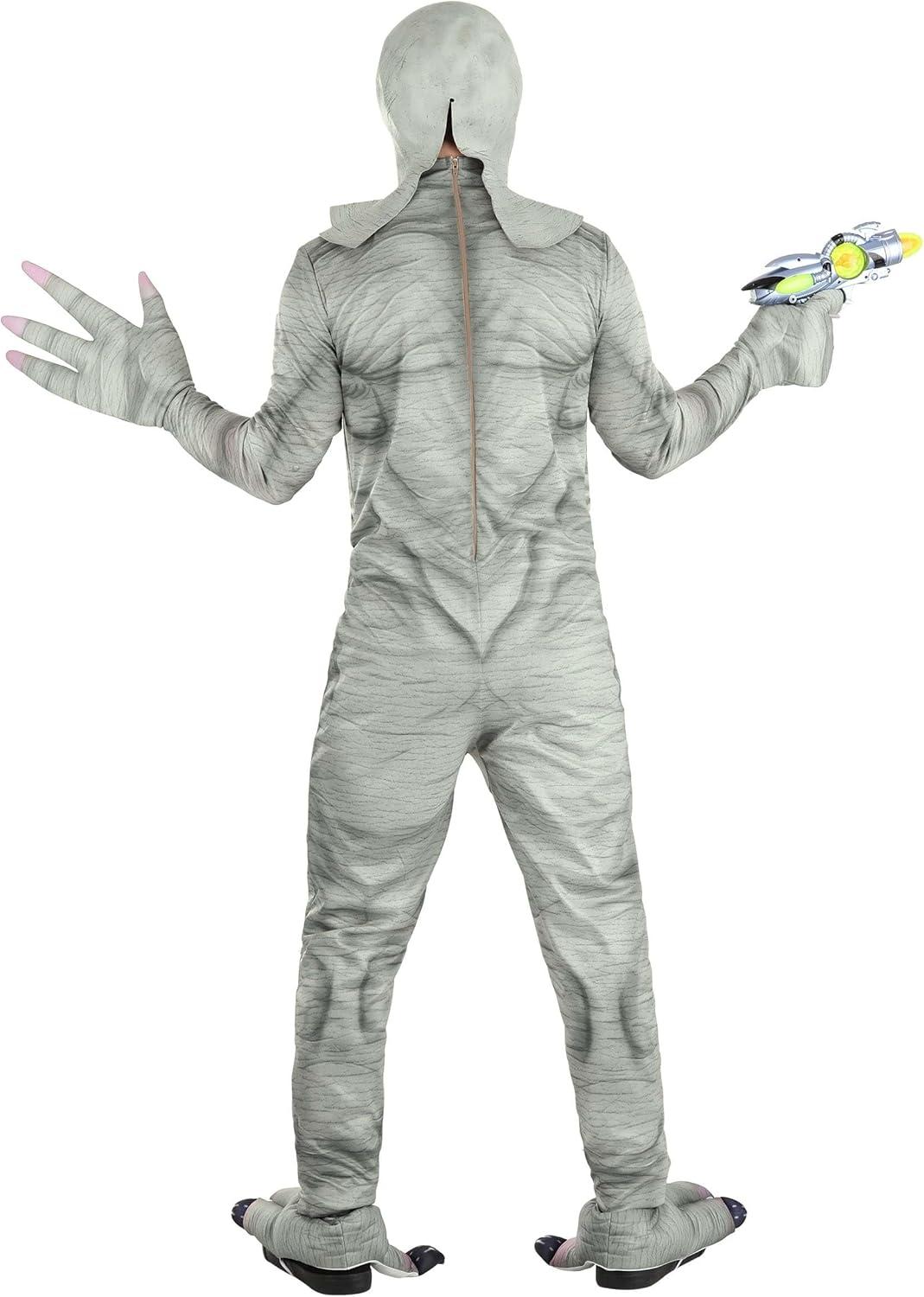 imageAdult Alien Costume Mens Roswell Alien Jumpsuit with Grey Extraterrestrial Mask Gloves ampamp Shoe Covers for Humans