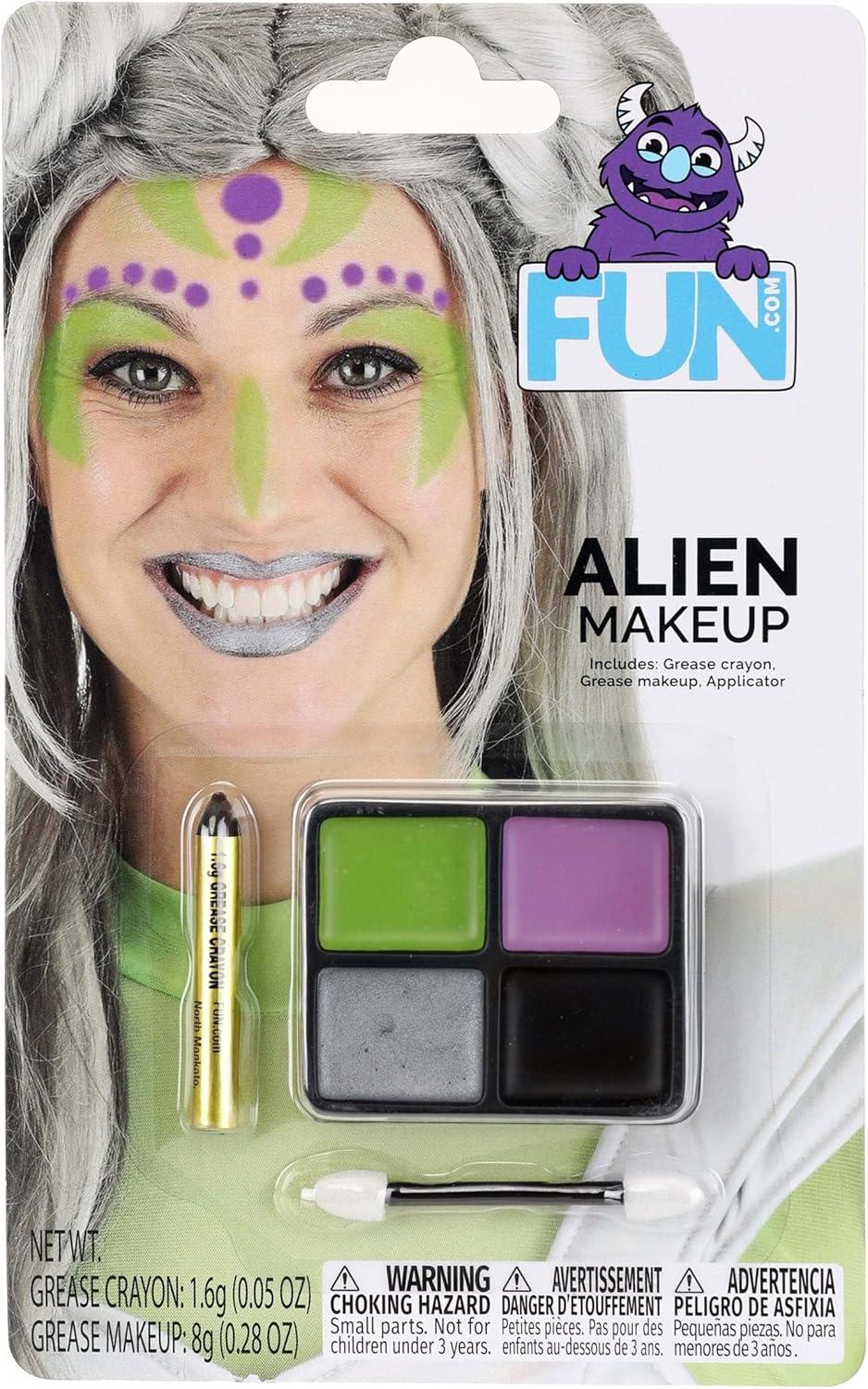 imageFun Costumes Alien Makeup Kit 4 Color Tray Design PencilStencilCrayon Applicator ToolMulticolored