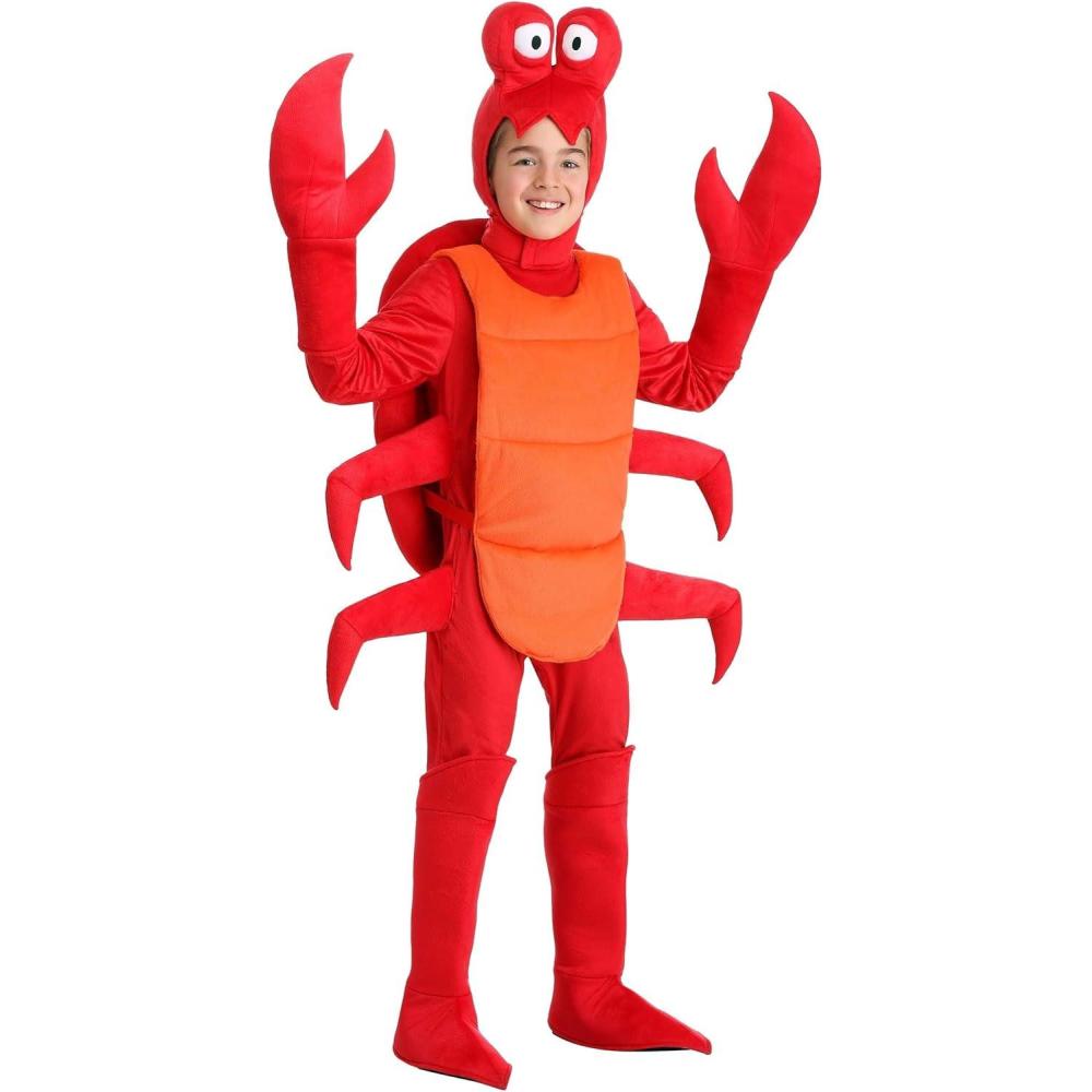 imageKids Crab Costume  Ocean Animal Bodysuit with Hood Headpiece  Shellfish Jumpsuit  Sea Creature Dress Up