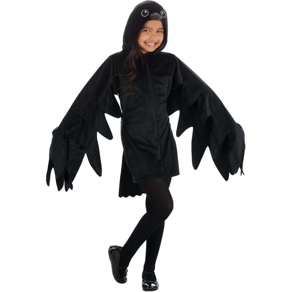 imageKids Classy Crow Costume  Velour ZipUp with Wing Sleeves Tail  Bird Theme Costumes for Kids