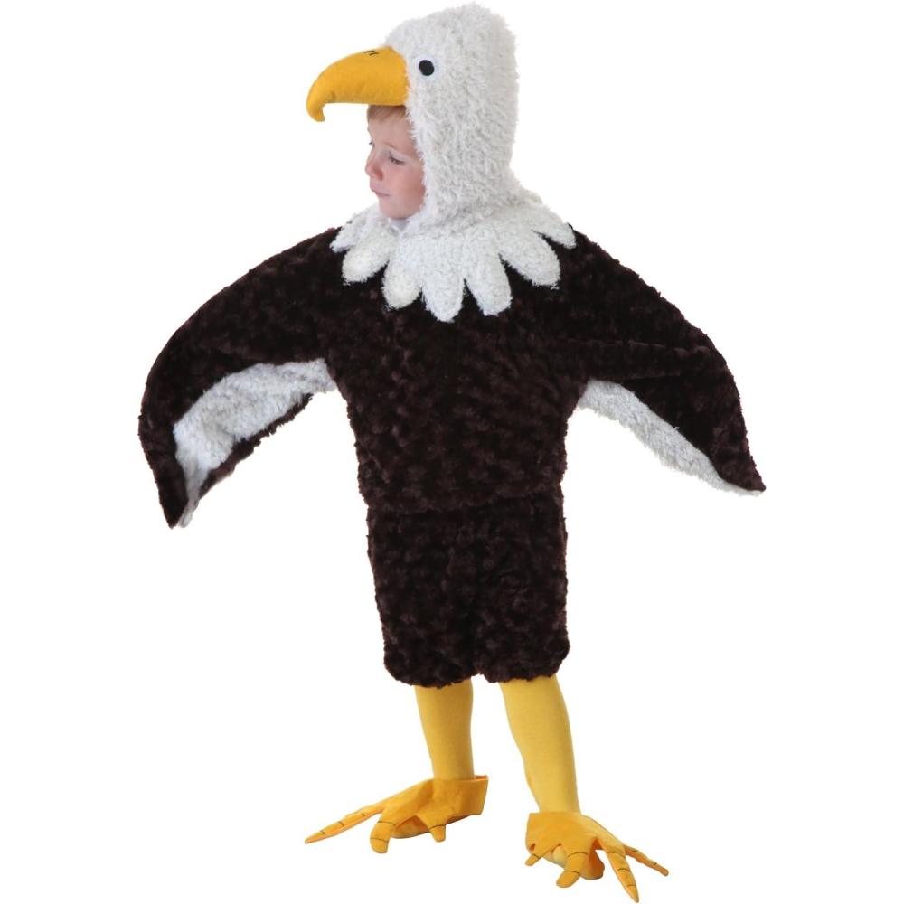 imageToddler Bald Eagle Costume  American Bird Costume wHood ampamp Talon Foot Covers Kids USA 4th of July Costumes