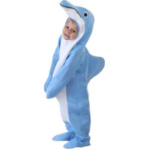 Dolphin Toddler Costume – Jumpsuit with Flipper Sleeves and Hood – Sea Creature Outfit