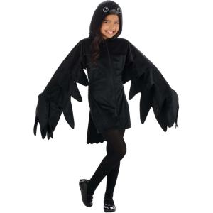 Kid’s Classy Crow Costume – Velour Zip-Up with Wing Sleeves, Tail – Bird Theme Costumes for Kids