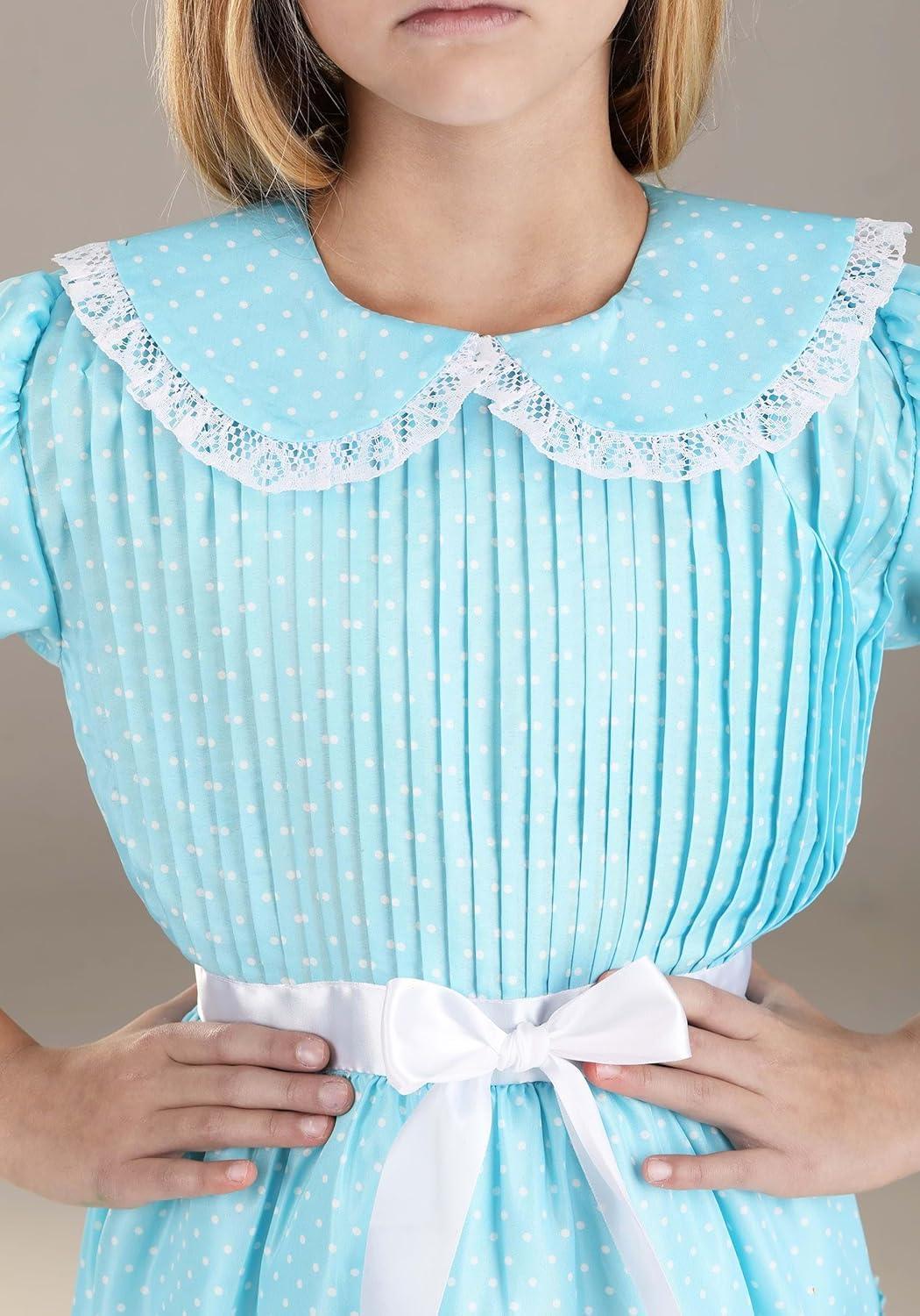 imageFun Costumes Deluxe Grady Twins Costume Dress for Girls Creepy Twins Sisters Blue Lolita Dress Scary Movie Cosplay Outfit