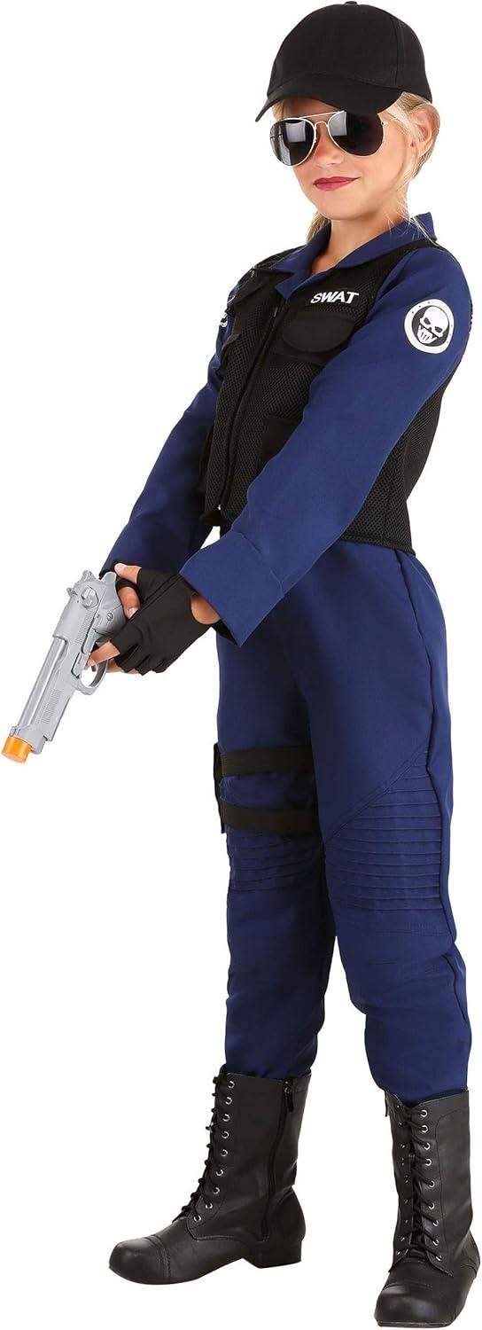 imageSWAT Team Girl Costume Jumpsuit Vest Hat Holster Gloves