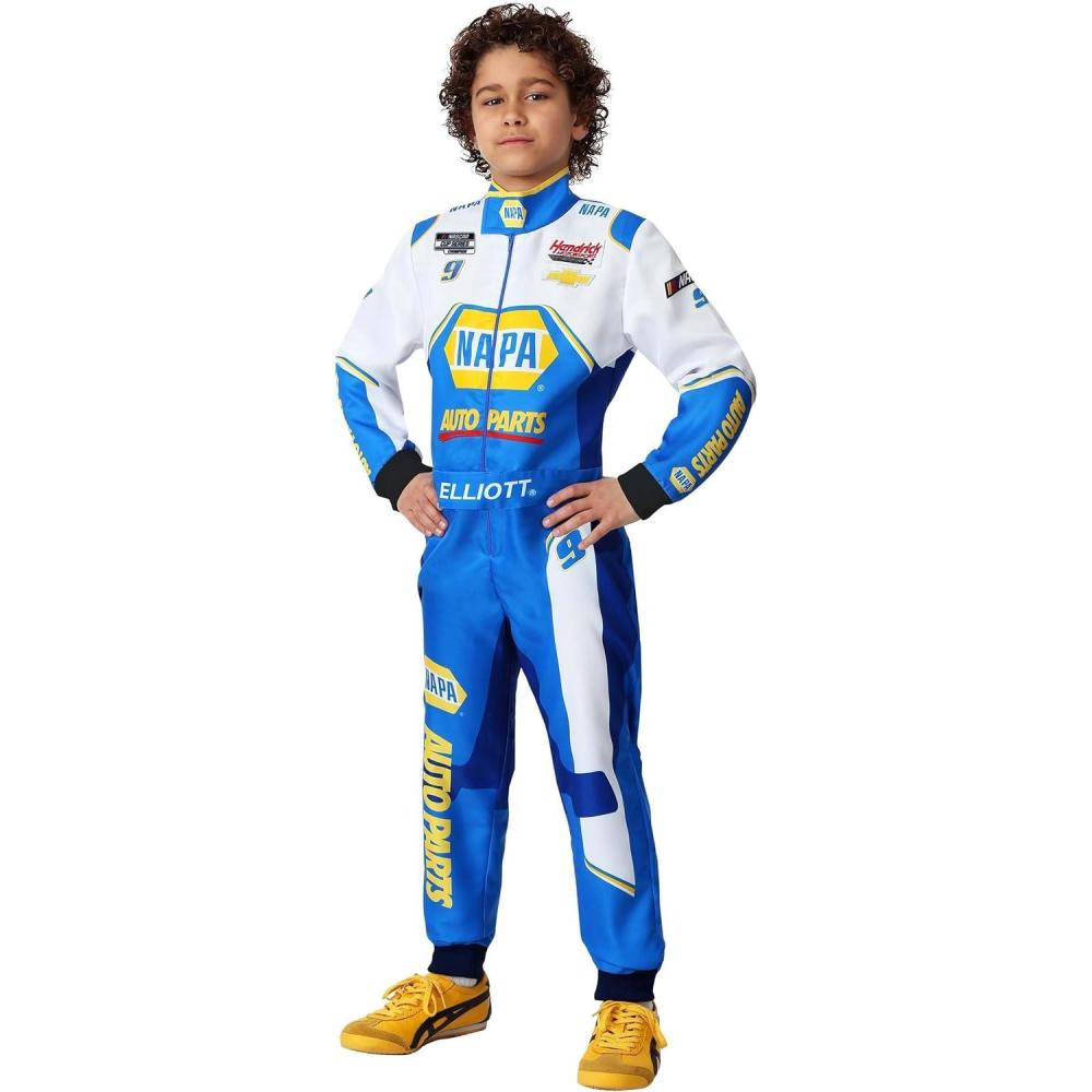 imageNASCAR Kids Chase Elliott Suit Boys Blue Race Car Driver Halloween Costume