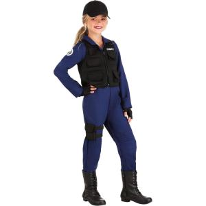 SWAT Team Girl Costume – Jumpsuit, Vest, Hat, Holster, Gloves