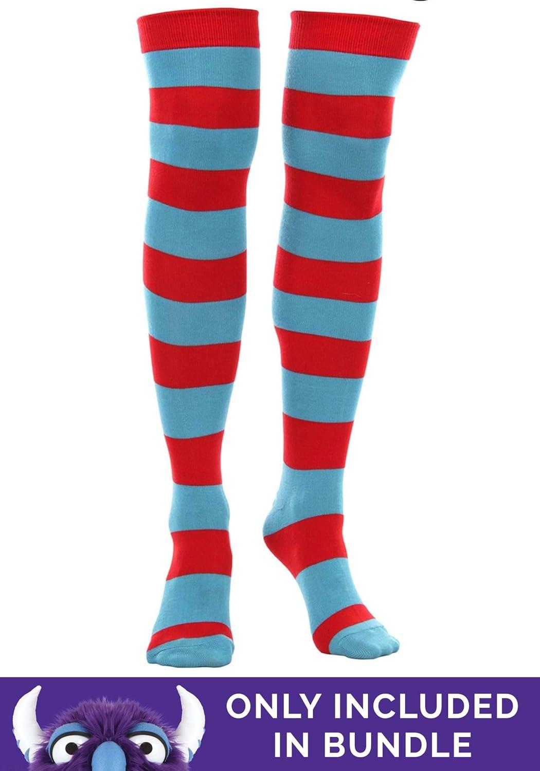 image:imageThing 1 amp Thing 2 Glovette Accessories Striped Glovettes with Fuzzy Blue Fur and Red Bow