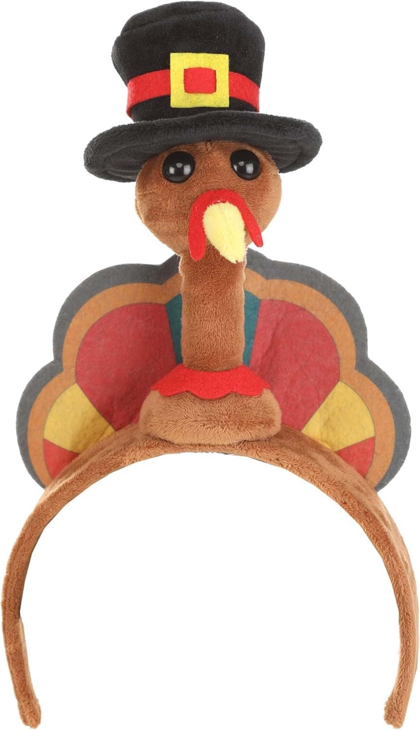 image:imageTurkey Headband Costume Accessory Plush Turkey Design with Printed Feathers