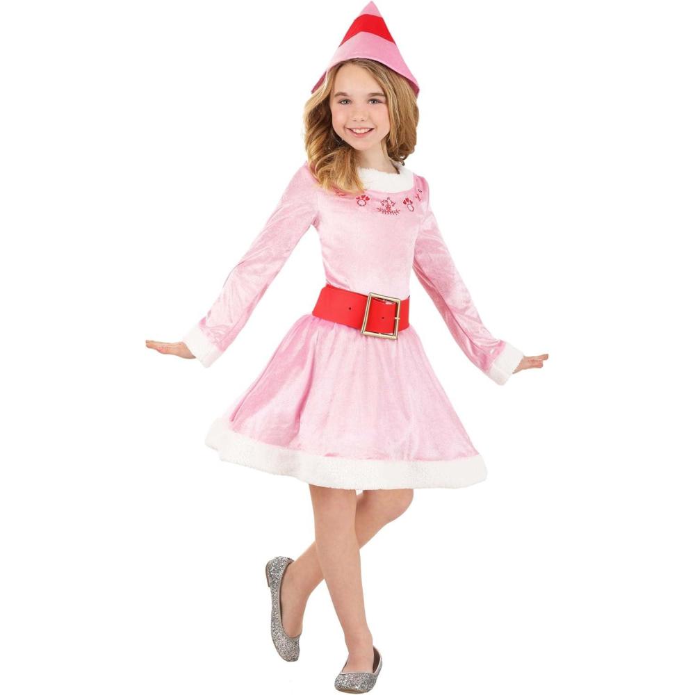 image:imageGirls Jovie Elf Costume Dress 3 Pc Holiday Christmas Elf Costume with Hat amp Belt Kids Elf Movie Jovie Dress