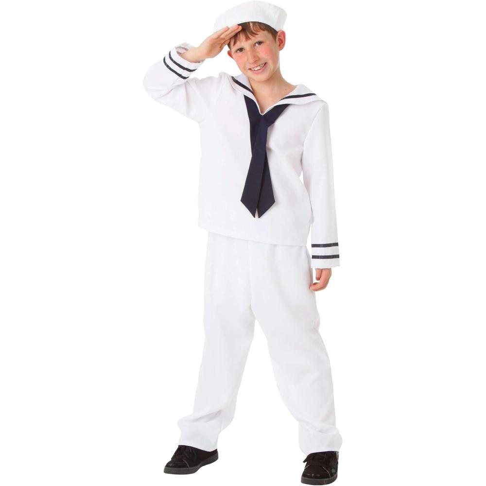 image:imageSailor Costume for Kids Halloween Uniform Shirt Pants Neck Tie and HatBundle W White Gloves