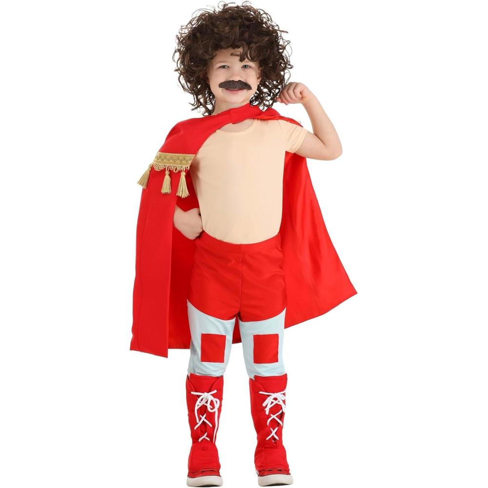 image:imageToddler Lovable Luchador Costume with Shirt Cape Leggings Shoe Covers Wig ampamp Mustache for Halloween Fun