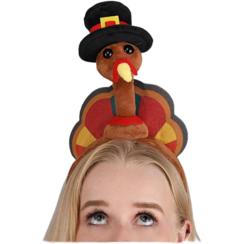 image:imageTurkey Headband Costume Accessory Plush Turkey Design with Printed Feathers