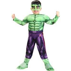 Jazwares Marvel Classic Incredible Hulk Toddler Costume, Muscle Suit Halloween and Play Outfit with Half Mask
