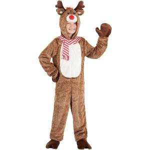 Kid’s Plush Reindeer Costume, Hood, Hoof Covers | Christmas Costumes | Santa Holiday Helper