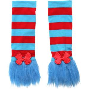 Thing 1 & Thing 2 Glovette Accessories – Striped Glovettes with Fuzzy Blue Fur and Red Bow