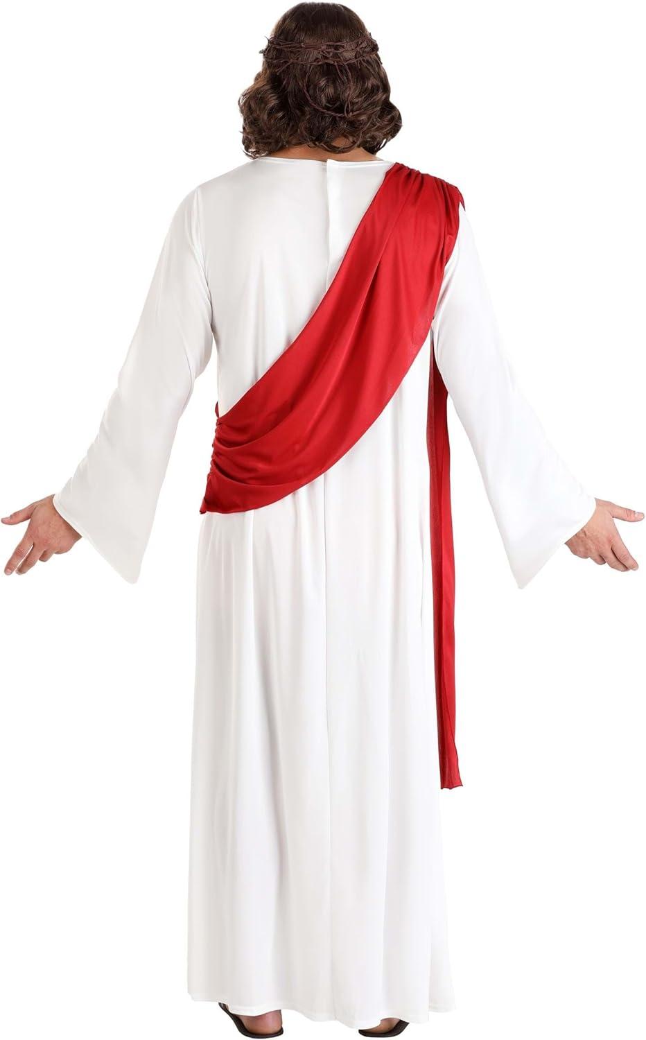 image:imageAdult Deluxe Jesus Costume Mens Classic Christ Outfit wRobe Attached Sash Full Beard Wig Cord Crown of Thorns