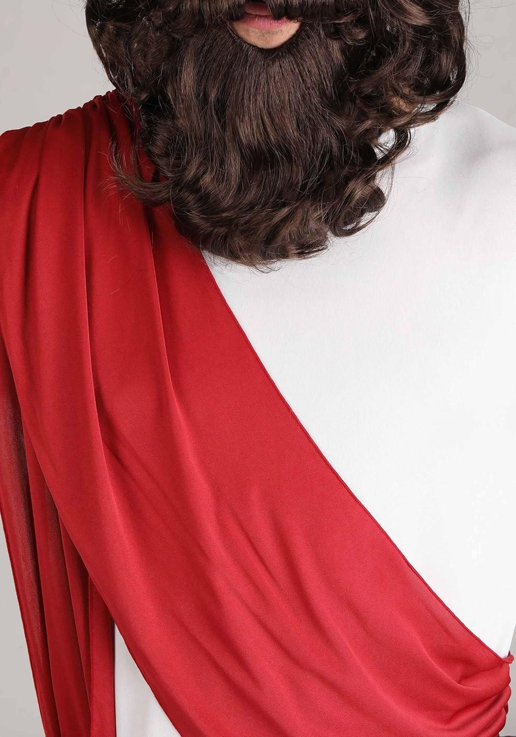 image:imageAdult Deluxe Jesus Costume Mens Classic Christ Outfit wRobe Attached Sash Full Beard Wig Cord Crown of Thorns