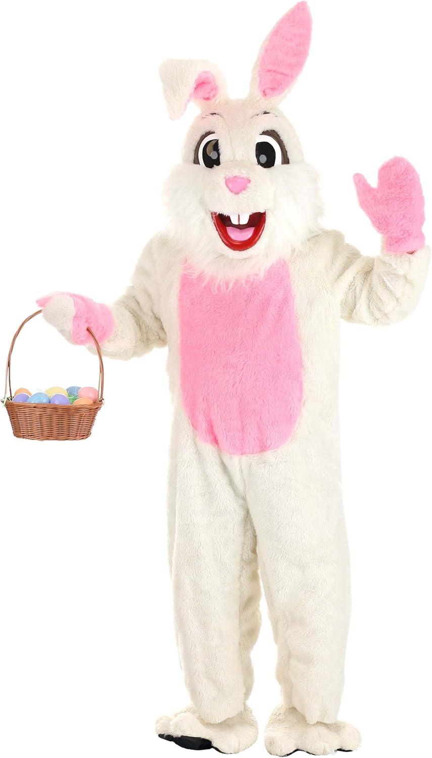 image:imageAdult Easter Bunny Mascot Costume Plush White Rabbit Suit with Fluffy Tail Mitts amp FullHead Mask for Holiday CelebrationsCostume