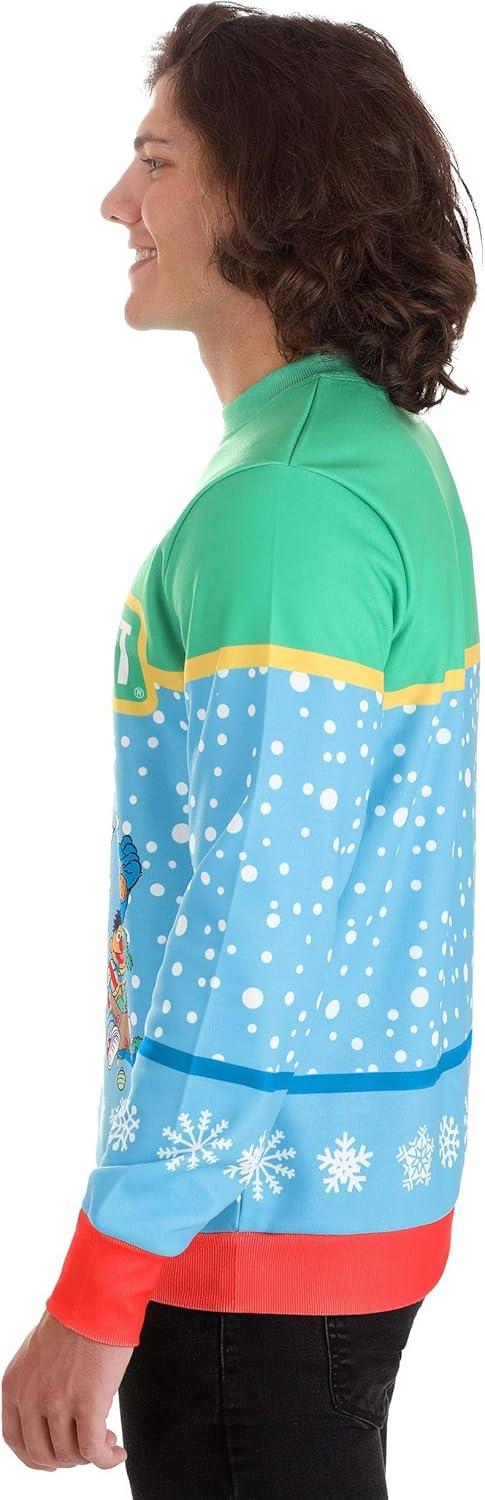 image:imageAdult Sesame Street Christmas Sweatshirt with AllOver Printed GraphicsBlue