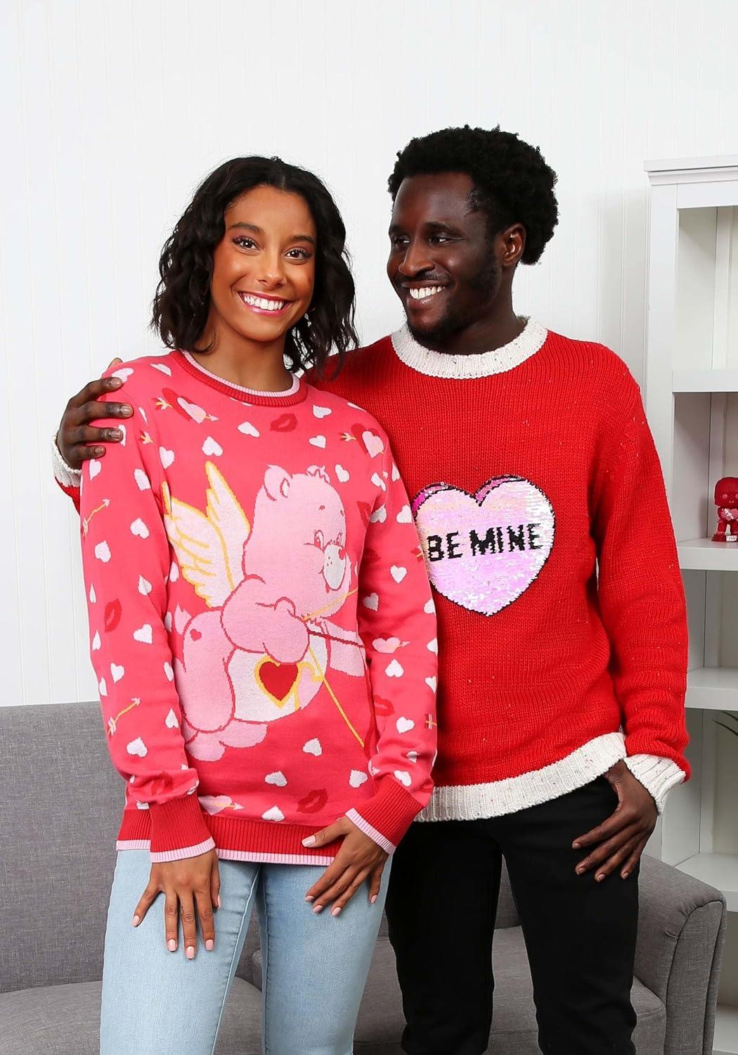 image:imageFun Costumes Be Mine Candy Hearts Valentines Day Sweater for Adults Womens Soft amp Cute VDay Holiday Crewneck Sweaters XS Red