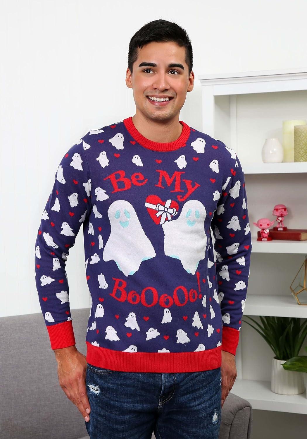 image:imageFun Costumes Be My Boo Valentines Day Sweater for Adults Cute Ugly Holiday Sweaters for Men amp Women Knit Holiday Crewneck XS