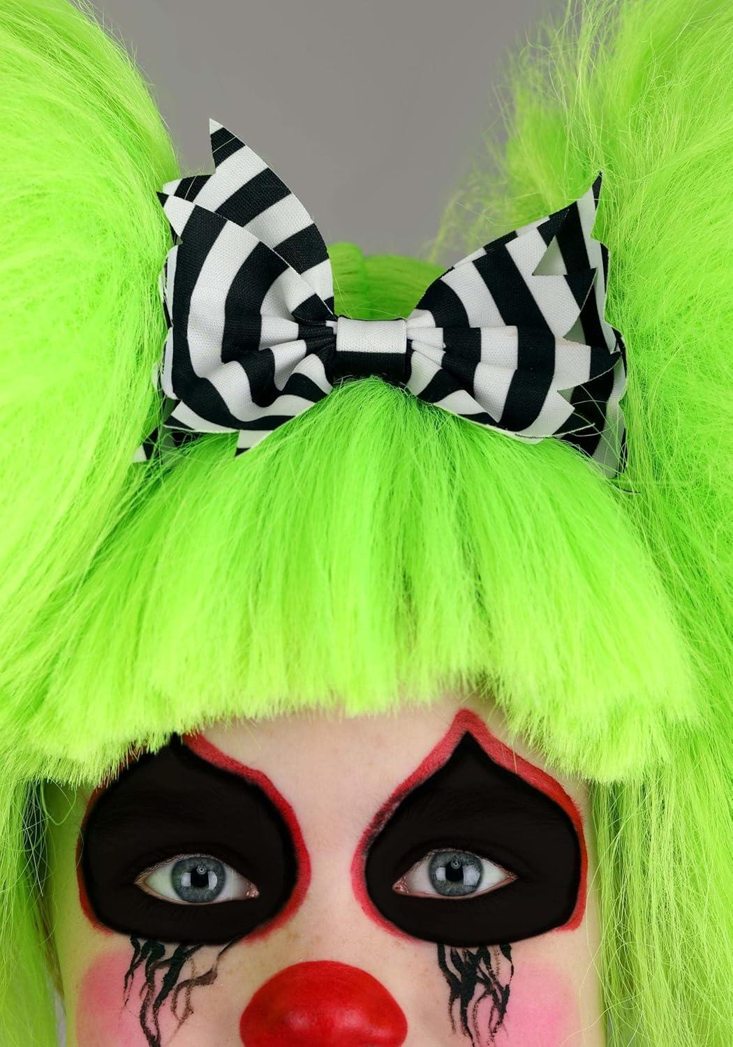image:imageFun Costumes Girls Neon Green Creepy Clown Wig Evil Clown Costume Accessories Beetle Girl Wig for Cosplay DressUp Standard