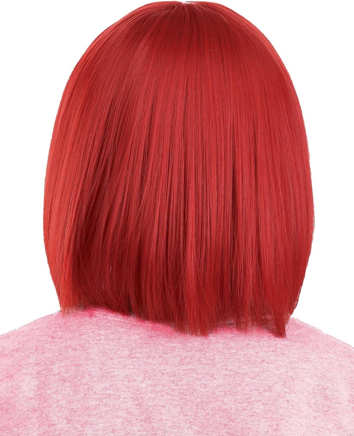 image:imageKids Strawberry Shortcake Costume Wig for Girls Red Bob Cut Hair Wig with Mesh Cap Officially Licensed