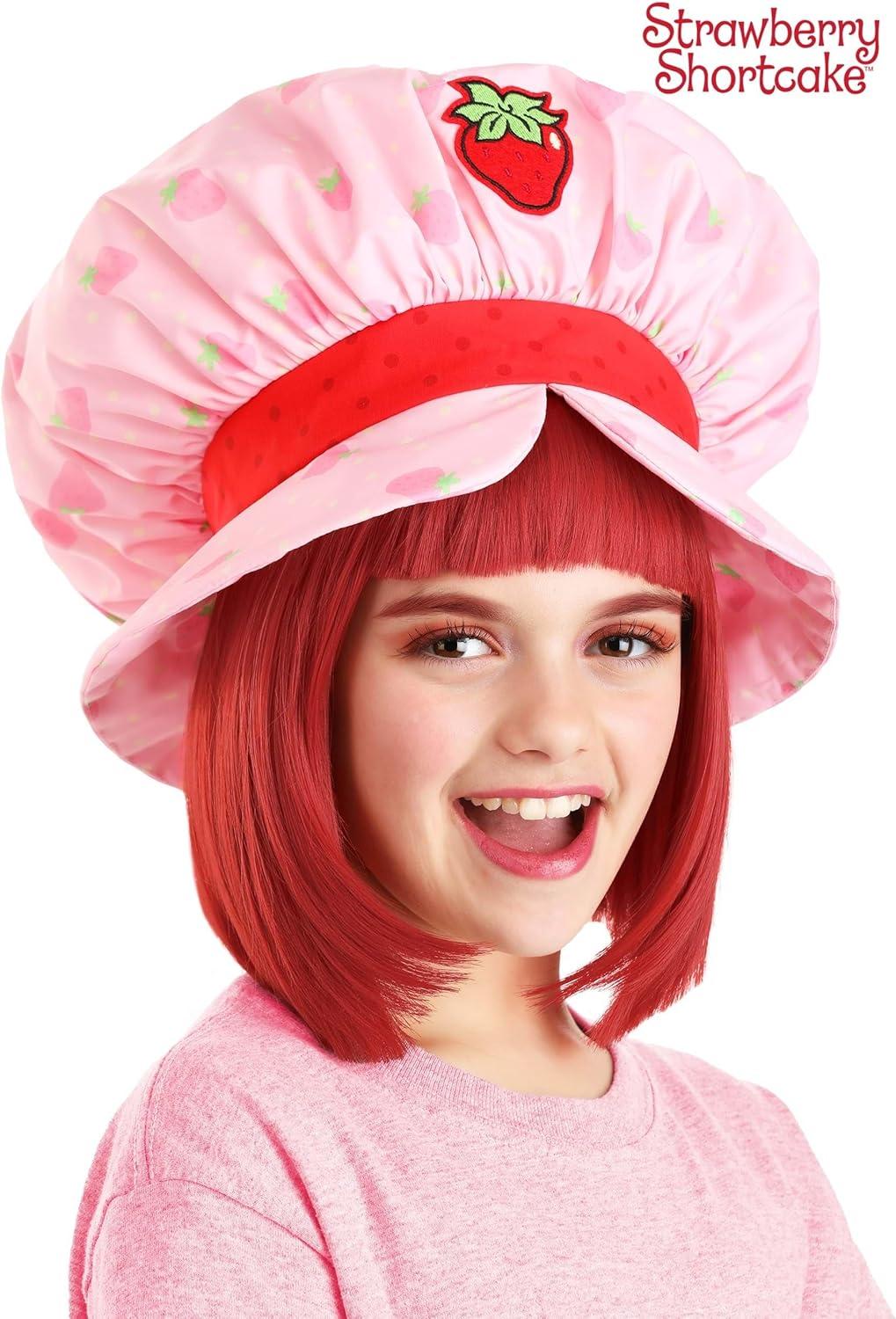 image:imageKids Strawberry Shortcake Costume Wig for Girls Red Bob Cut Hair Wig with Mesh Cap Officially Licensed