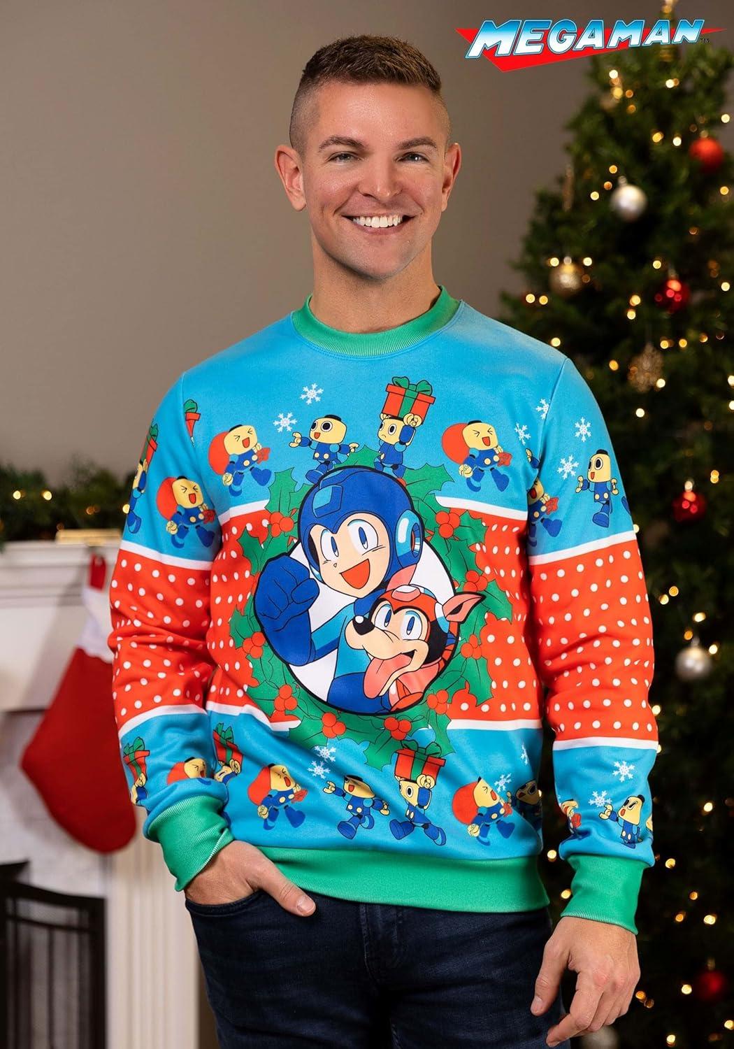 image:imageMega Man Ugly Christmas Sweater for Adults Megaman Sweaters for Men amp Women Video Game Ugly Xmas SweatshirtsBlue
