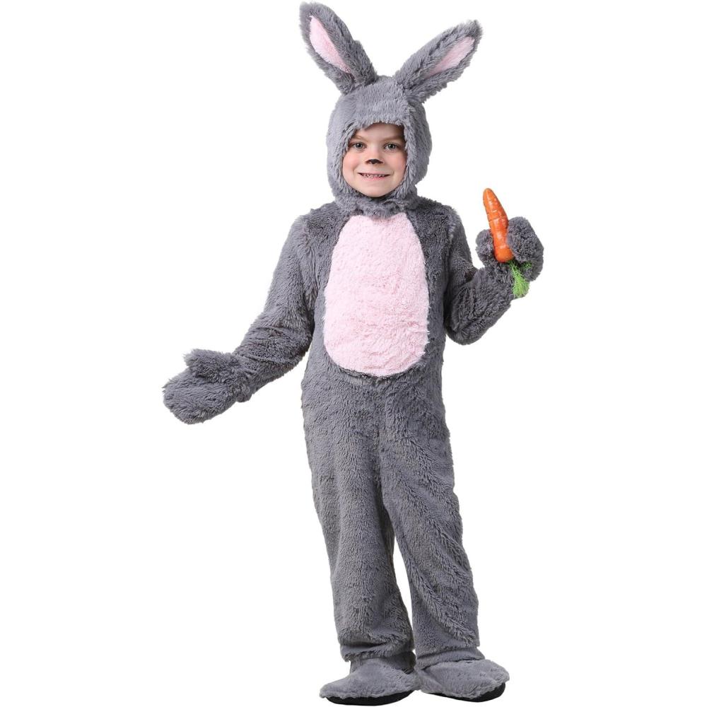 image:imageEnchanting Bunnyland Bliss Toddler Grey Bunny Costume with Fluffy Jumpsuit and Rabbit Ears for Playful Adventures