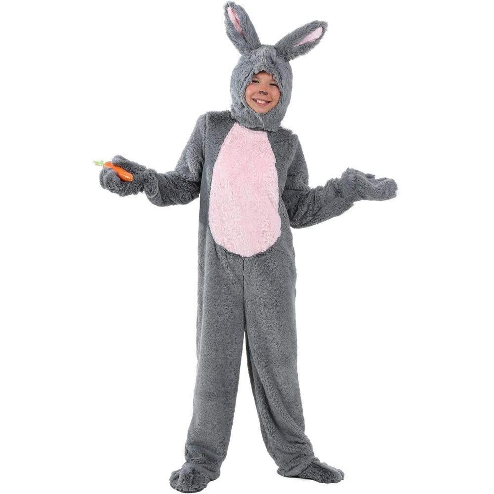 image:imageFun Costumes Grey Bunny Kids Costume Soft Faux Fur Jumpsuit Mitts Headpiece Shoe Covers for Easter Halloween School Plays