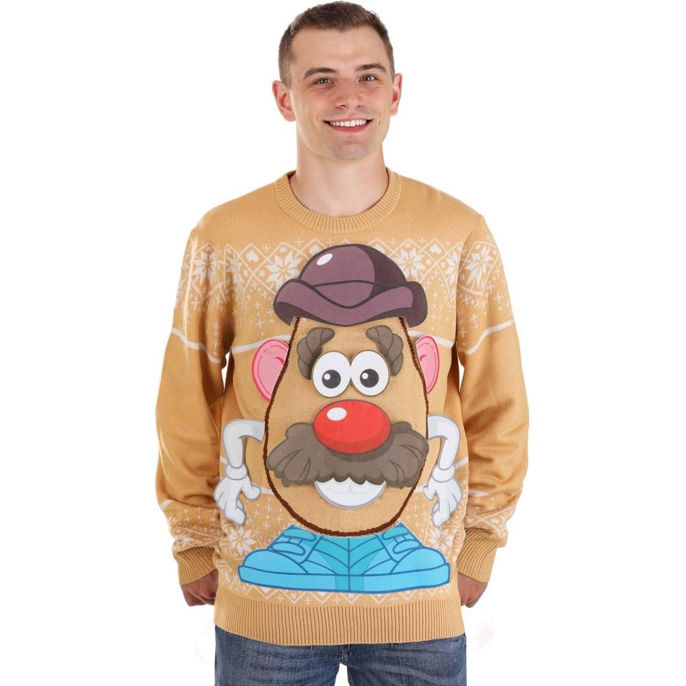 image:imageHasbro Mr Potato Head Ugly Christmas Sweater for Adults Fun Interactive Sweaters for Holiday PartiesBrown