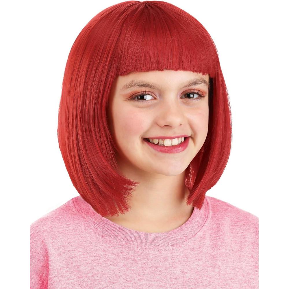 image:imageKids Strawberry Shortcake Costume Wig for Girls Red Bob Cut Hair Wig with Mesh Cap Officially Licensed