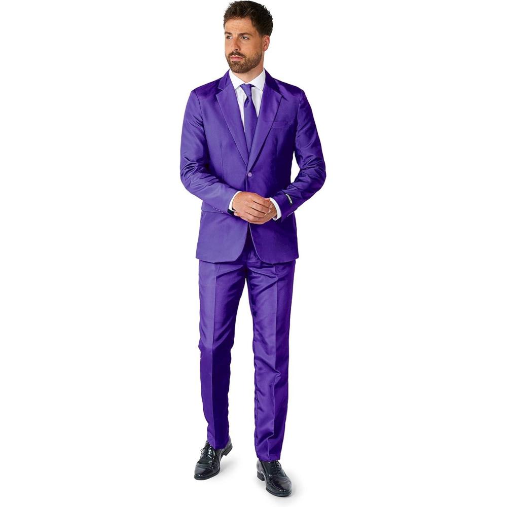image:imageSuitmeister Mens Party Costumes  Slim Fit Solid Color Suit for Leisure  Halloween Parties and Party WearSolid Purple