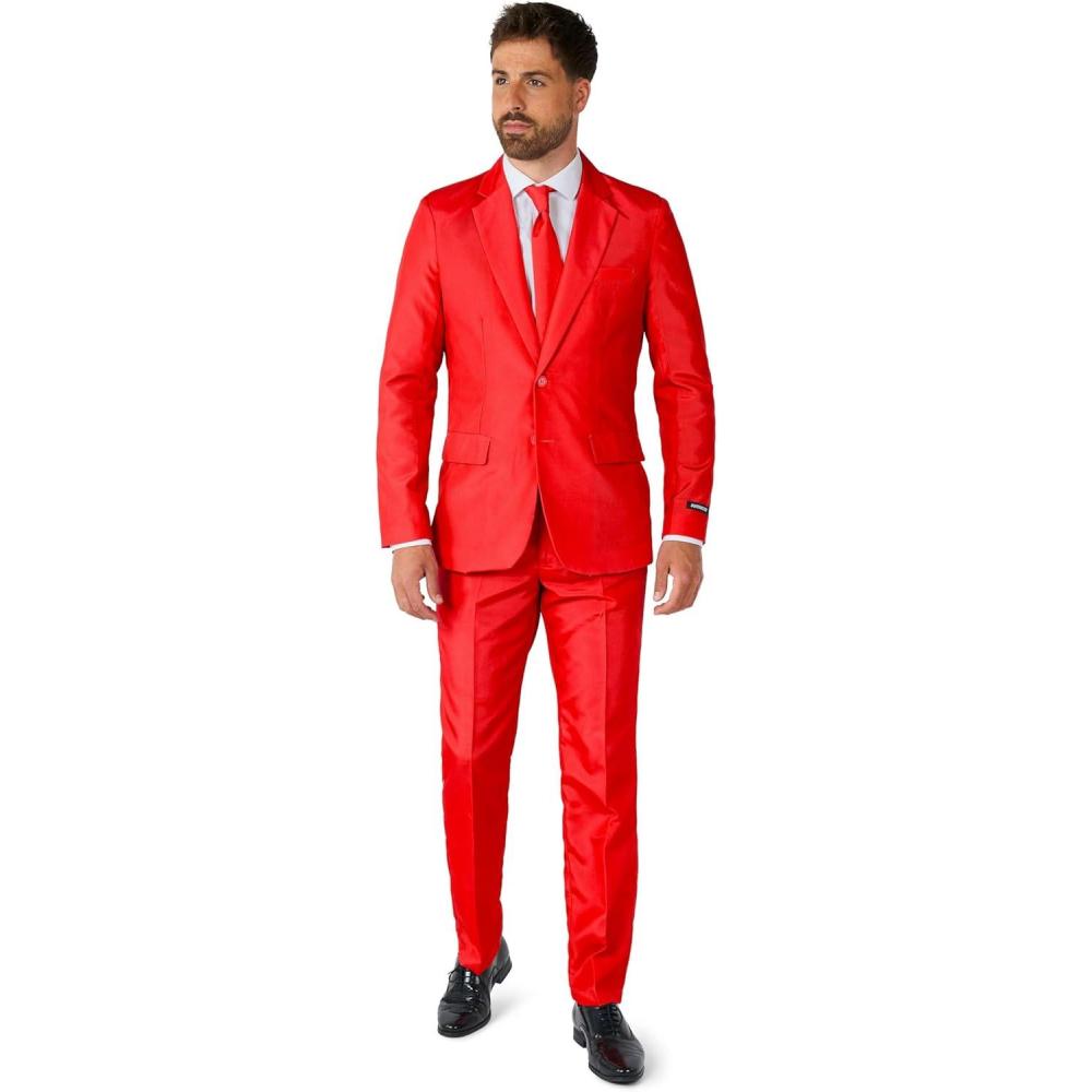 image:imageSuitmeister Mens Party Costumes  Slim Fit Solid Color Suit for Leisure  Halloween Parties and Party WearSolid Red