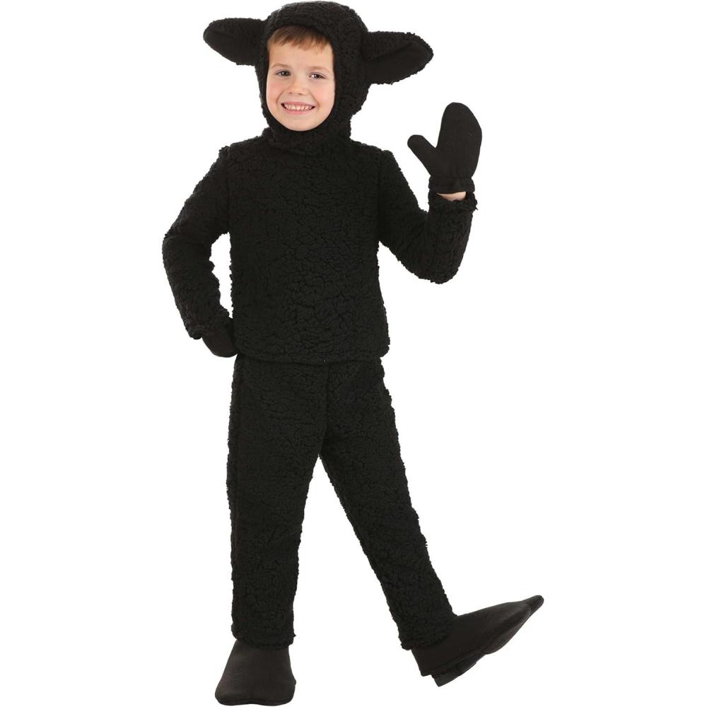 image:imageWooly White amp Black Sheep Toddler Costume  Cute Hooded Farm Animal Costumes with Mittens and Shoe CoversBlack Sheep