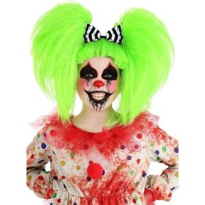 Fun Costumes Girl’s Neon Green Creepy Clown Wig – Evil Clown Costume Accessories – Beetle Girl Wig for Cosplay Dress-Up – Standard