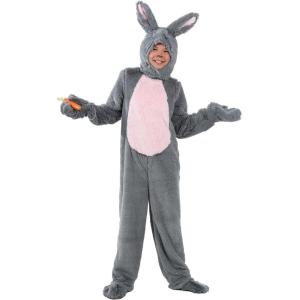 Fun Costumes Grey Bunny Kids Costume Soft Faux Fur Jumpsuit, Mitts, Headpiece, Shoe Covers for Easter, Halloween, School Plays