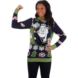 Fun Costumes Popeye the Sailor Man Ugly Christmas Sweater Crewneck for Adults – Unisex TV Character Themed Holiday Sweaters